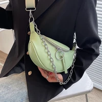 solid chain crossbody messenger bags small fanny packs for women 2022 summer fashion designer waist packs phone purses ladies ch