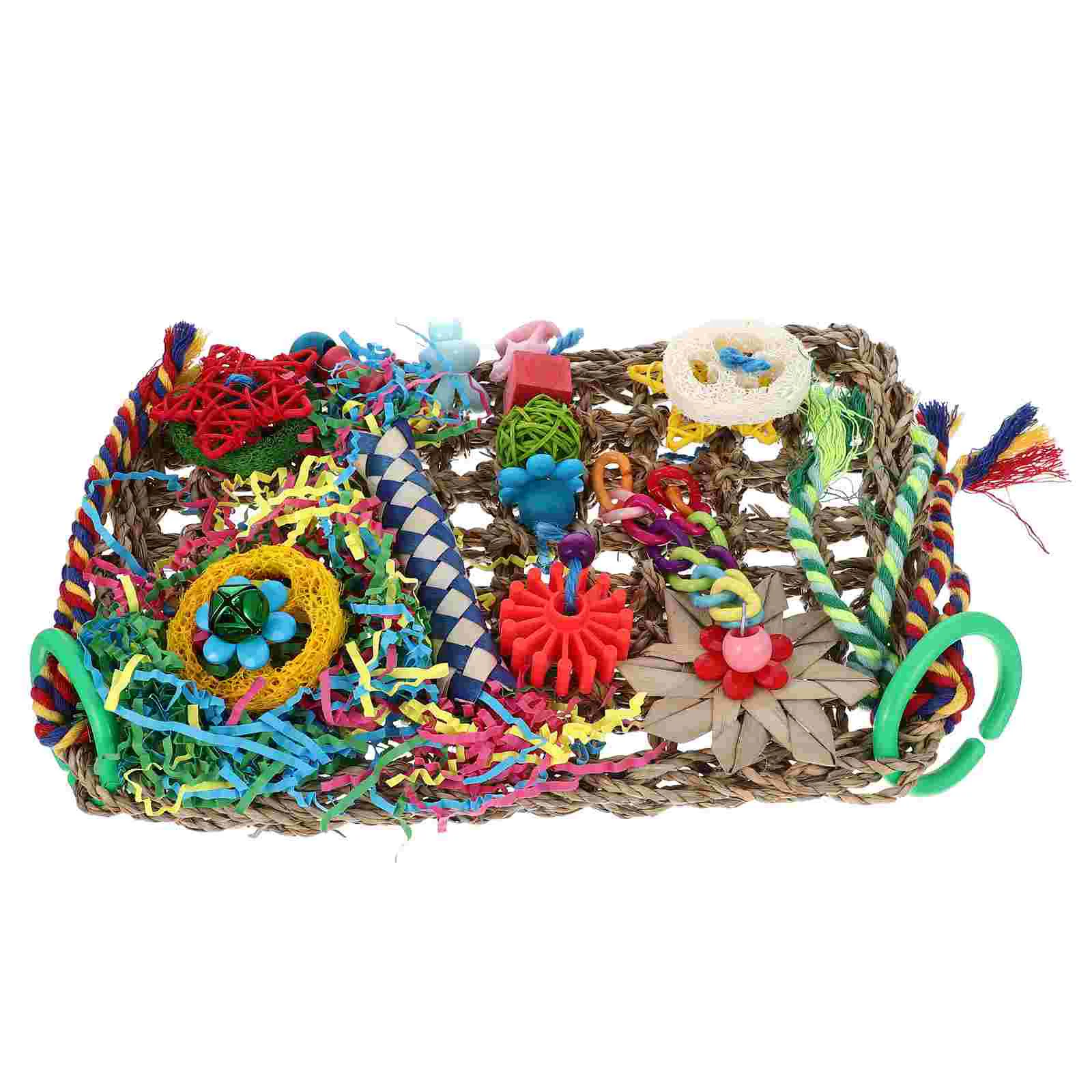 

Bird Parrot Toys Toy Cage Chewing Chew Foraging Hanging Block Bites Shredder Grinding Teeth Swing Teething Plaything Mat Natural