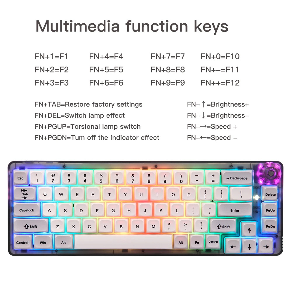 Motospeed CK69 игровая Механическая Проводная клавиатура 67 клавиш RGB подсветка полная