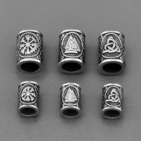 stainless steel viking rune beads 6 mm8mm large hole hair beard beads bracelet small jewelry making accessories wholesale