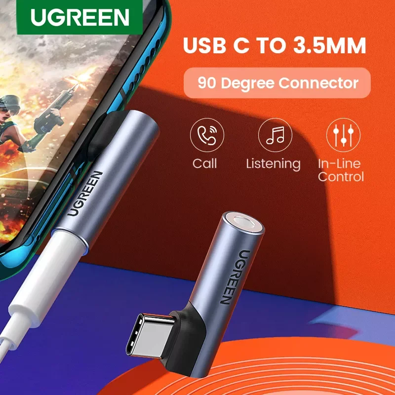 UGREEN-Adaptador de auriculares USB tipo C a Jack de 3,5mm para Xiaomi Mi 9, Oneplus 9 Pro, Huawei P30 Pro