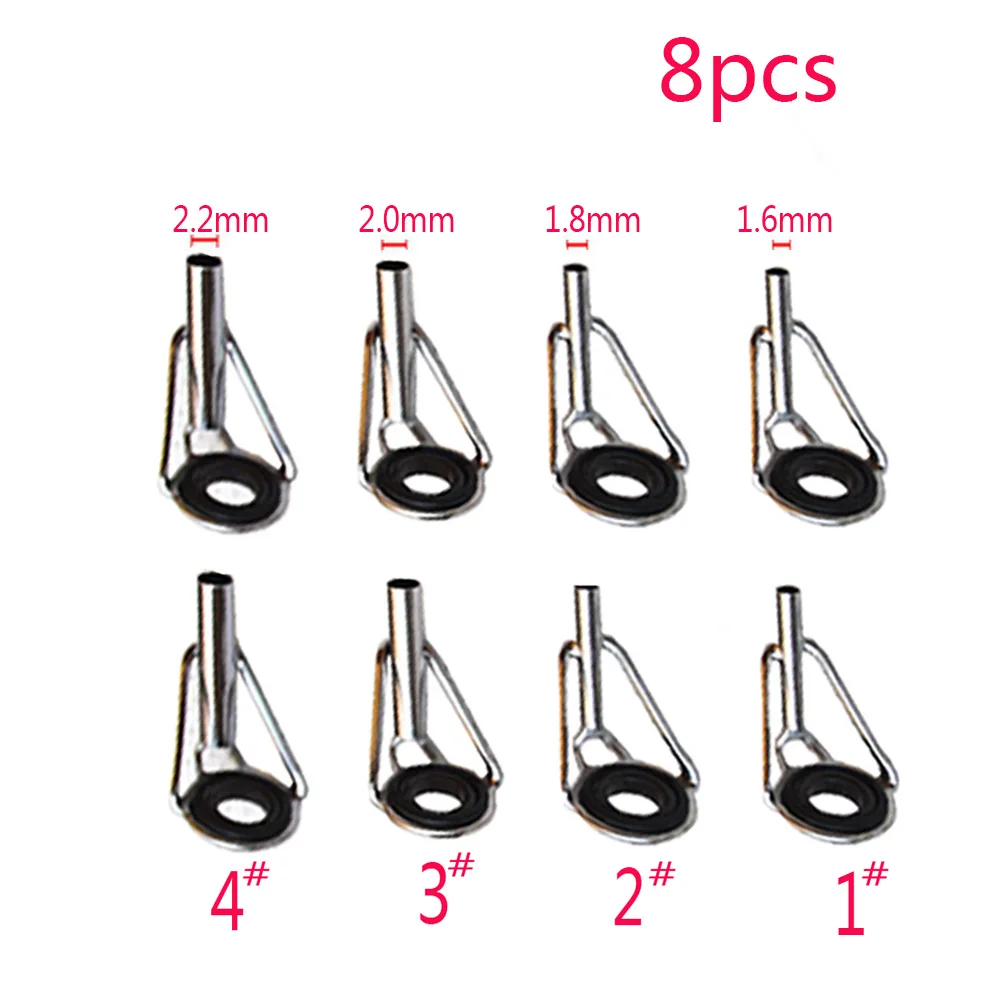 8pcs Stainless Steel Fishing Rod Tip Ring Eye Guide with Ring Repair Kit 3 Styles for Enthusiast Outdoor Fishing Supplies 2022