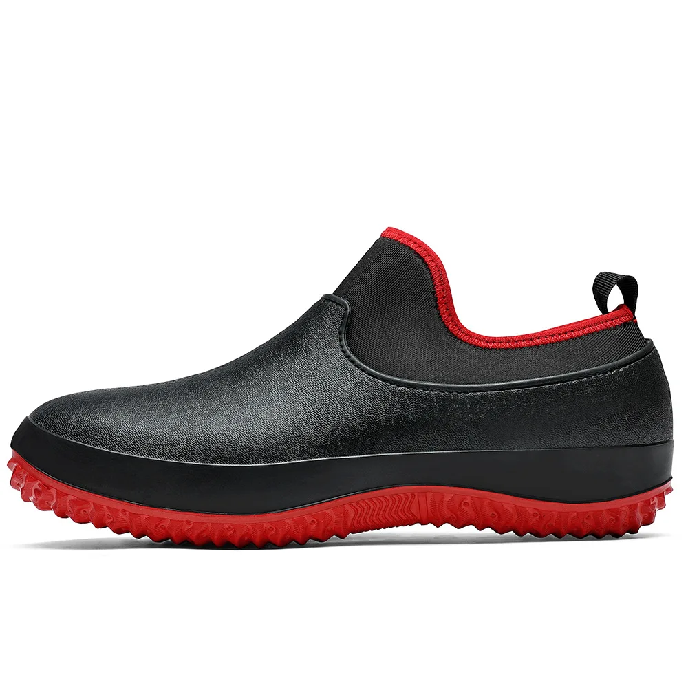Men's Low Top Rain Boots Non-slip Waterproof Garden Shoes Rubber Ankle Rain Shoes Slip-on Chef Work Shoes Mens Loafers Plus Size images - 6