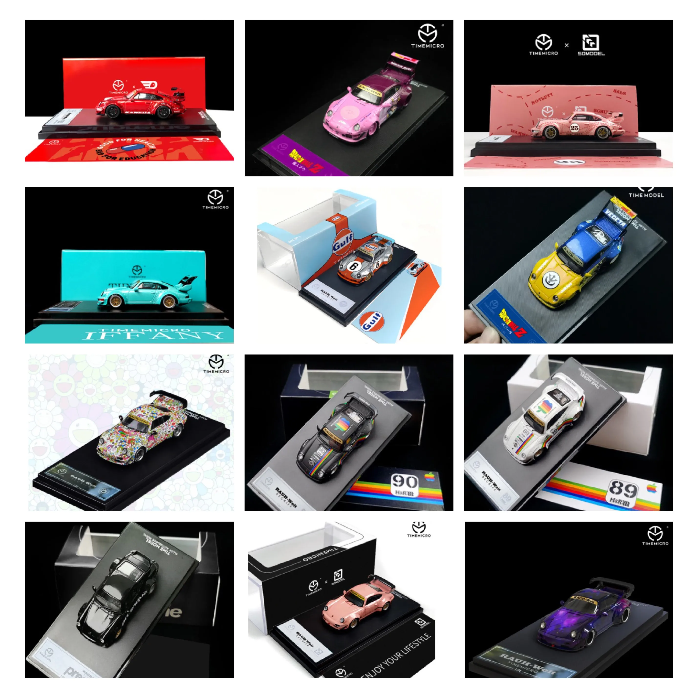 

Коллекция Time Micro 1:64 литье под давлением Диона RWB 911 964 Коллекция Черный Рыцарь Воин Розовая модель автомобиля миниатюрные каретки игрушки eiros