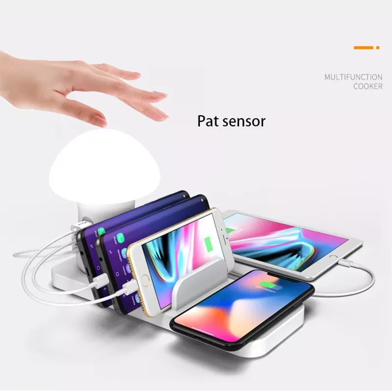 

2023 QC 3.0 5/3 Port USB Charger HUB LED Lamp Multi USB Charging Station Dock Universal Mobile Phone Desktop Wall Home EU US PLU