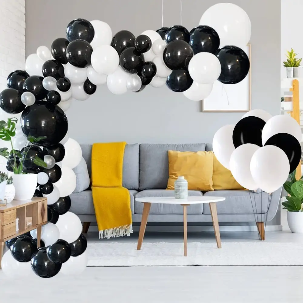 Latex White Black Balloon Garland Arch Kit Balloons for Baby Shower Birthday Wedding Graduation Party Supplies Decoration Baloon