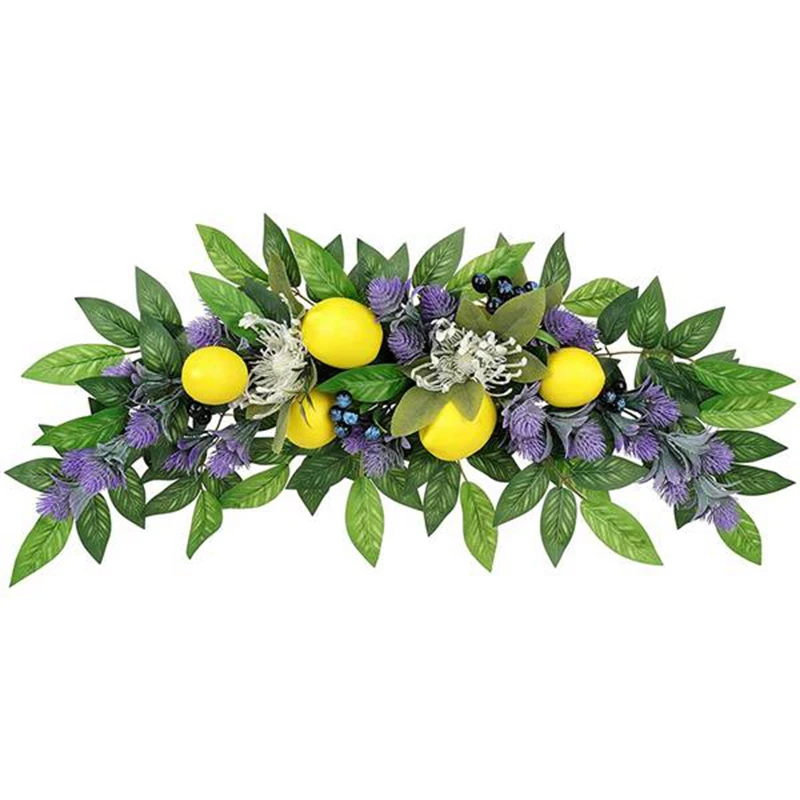 

Lavender Lemon Lintel Wreath Artificial Floral Swag For Wedding Arch Front Door Wall Decor