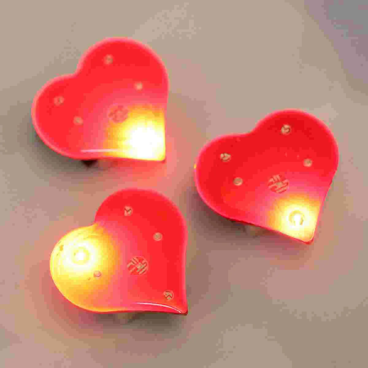 

25pcs Love Heart Flashing Brooch LED Brooch Glowing Light Brooch Valentines Day Party Luminous Lapel Accessory Red