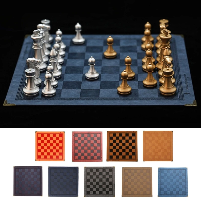 

PU Leather Tournament Roll Up Chess Board, Chess Rollable Chessboard, Lightweight & Non Slip Chess Mat for Kids Adults