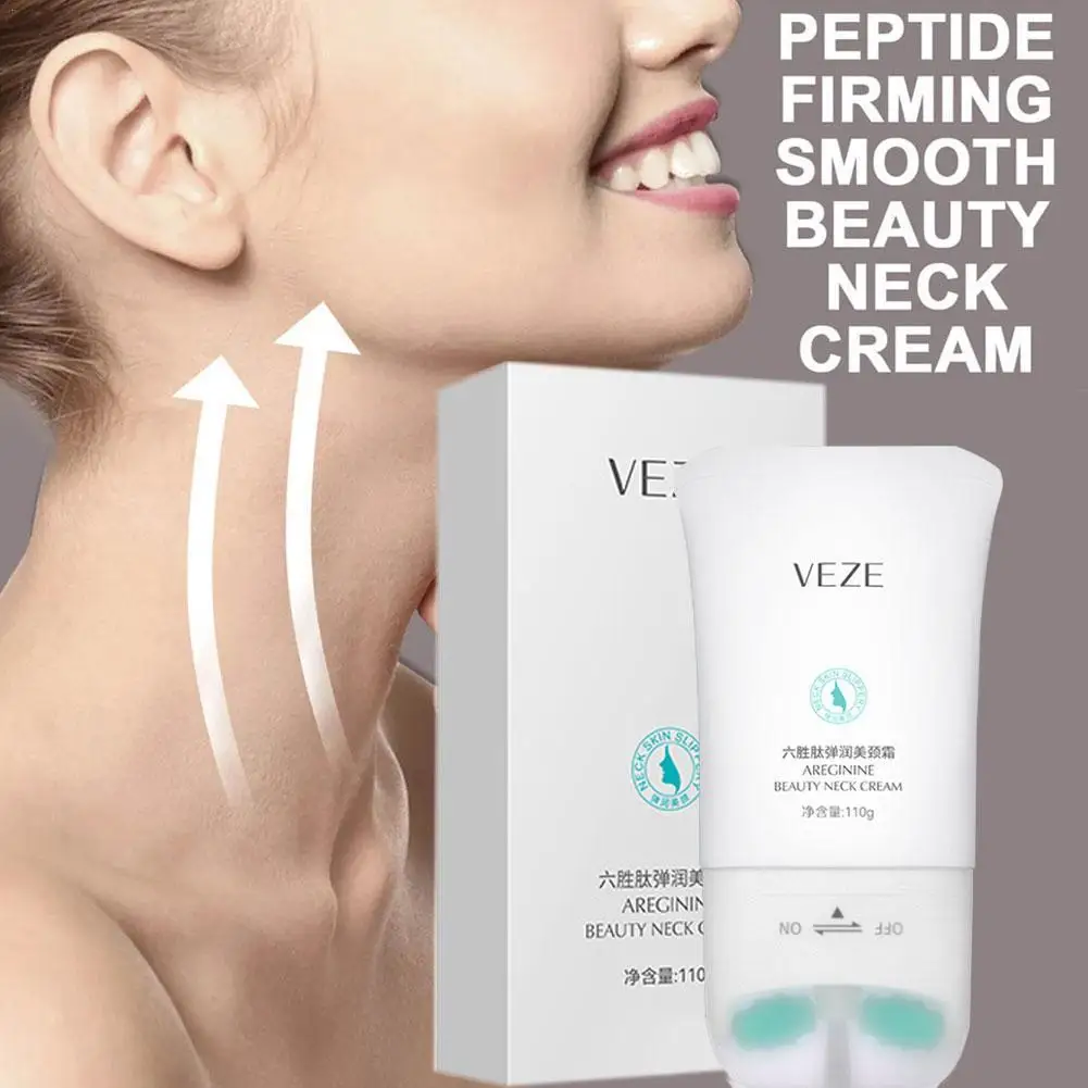 

110g Neck Firming Cream Moisturizing Neck Tightening Cream Reduce Double Chin Firm Sagging Skin Roller Applicator For Skin Care