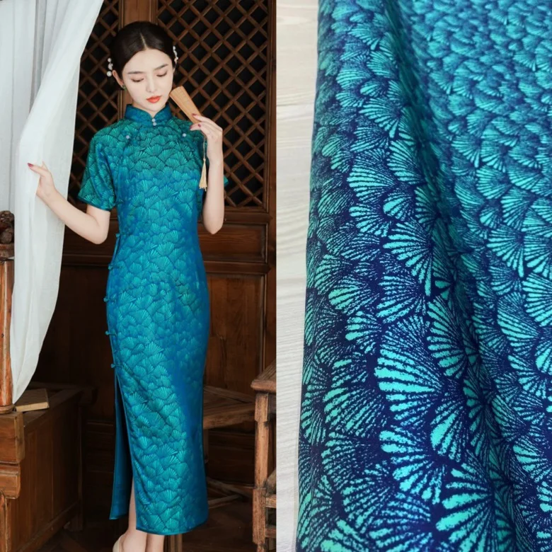 Шелковая ткань с принтом тутового шелкопряда платье Чонсам ханьфу