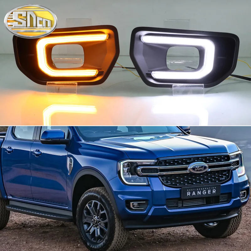 

Светодиодные дневные ходовые огни SNCN для Ford Ranger XLT SPORT Platinum 2022 2023, автомобильные аксессуары, 12 В, DRL, противотуманные фары, украшение