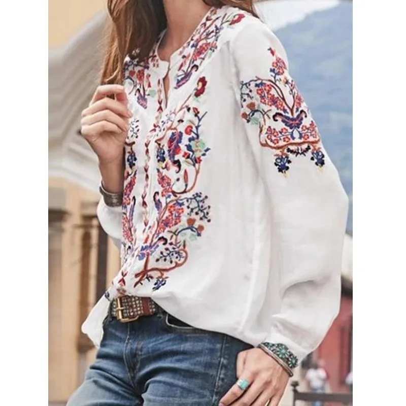 

Spot European And American New Women's Cross-border Explosions Loose Cardigan Printed Long Sleeve Shirt Top