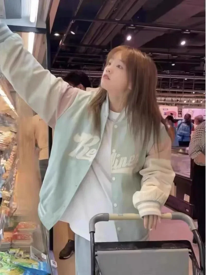 Американская зеленая верхняя одежда-бомбер в стиле пэчворк женские куртки