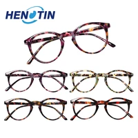 henotin printed oval frame reading glasses spring hinge men women lightweight comfortable hd eyeglasses1 020 3 04 0