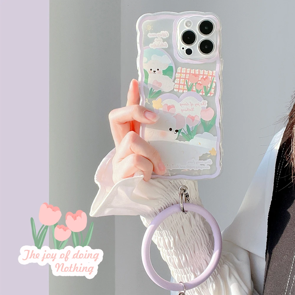 

Summer New Phone Case for iPhone 13 11 Pro Max Xr 7 7Plus Xs Max 8 Plus 12 mini Transparent Silicone Ring Cover
