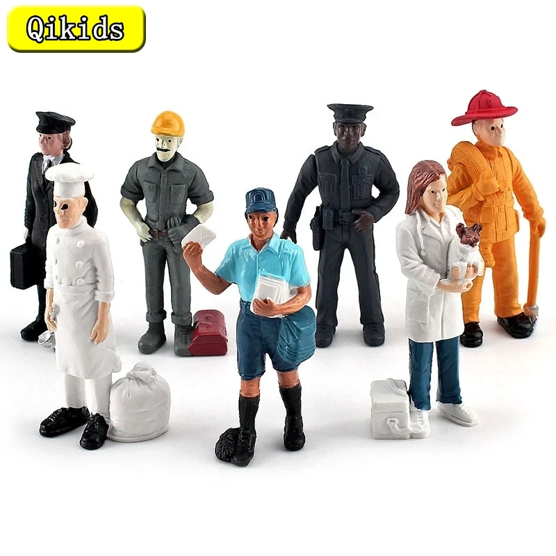 

7Pcs/Set Simulation Action Figures Model Doctor Firemen Postman Bakers Veterinary Policemen Educational Toys for Children Gifts
