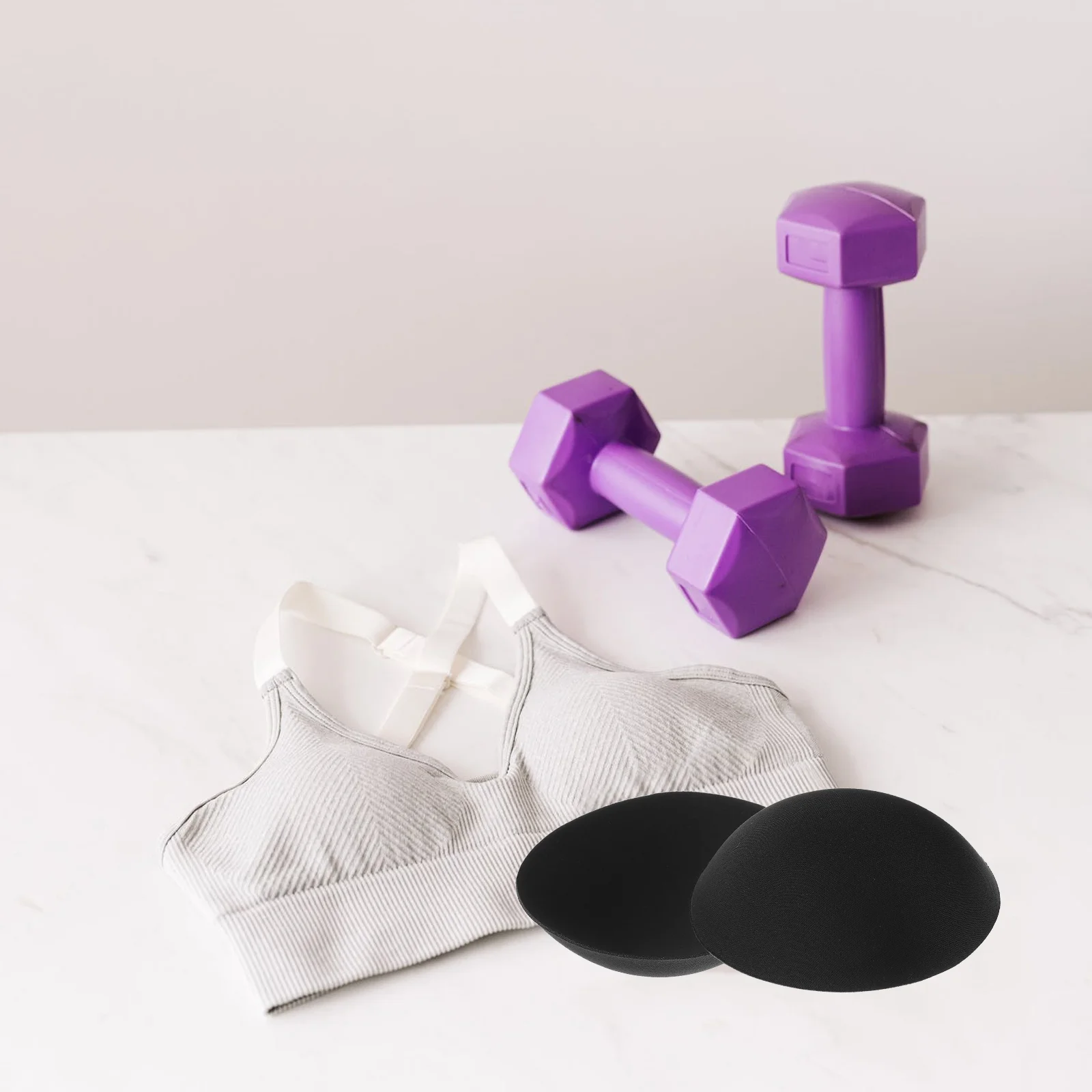

Round Pads Inserts 5 Pairs Sports Bralette Removable Inserts Breathable Cups Sponge Pads for Swimsuit Cup Black