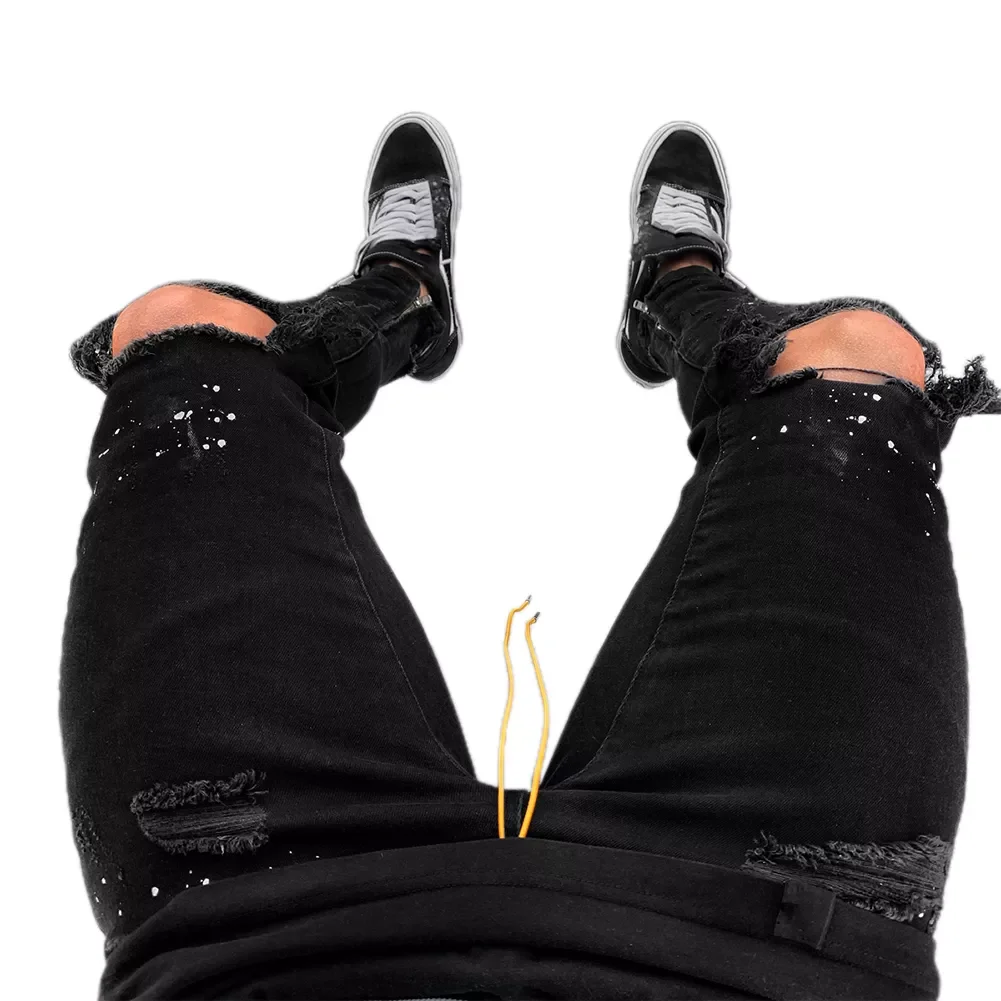 2022New Skinny Jeans men Streetwear Destroyed Ripped Jeans Homme Hip Hop Broken modis male Pencil Biker Embroidery Patch Pants