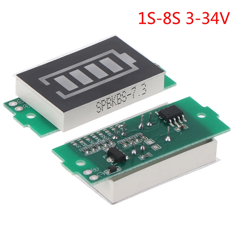 

1PC Lithium Battery Capacity Indicator Module Electric Vehicle Battery Power Tester 1S-8S 3-34V Li-ion Low Voltage Buzzer Alarm