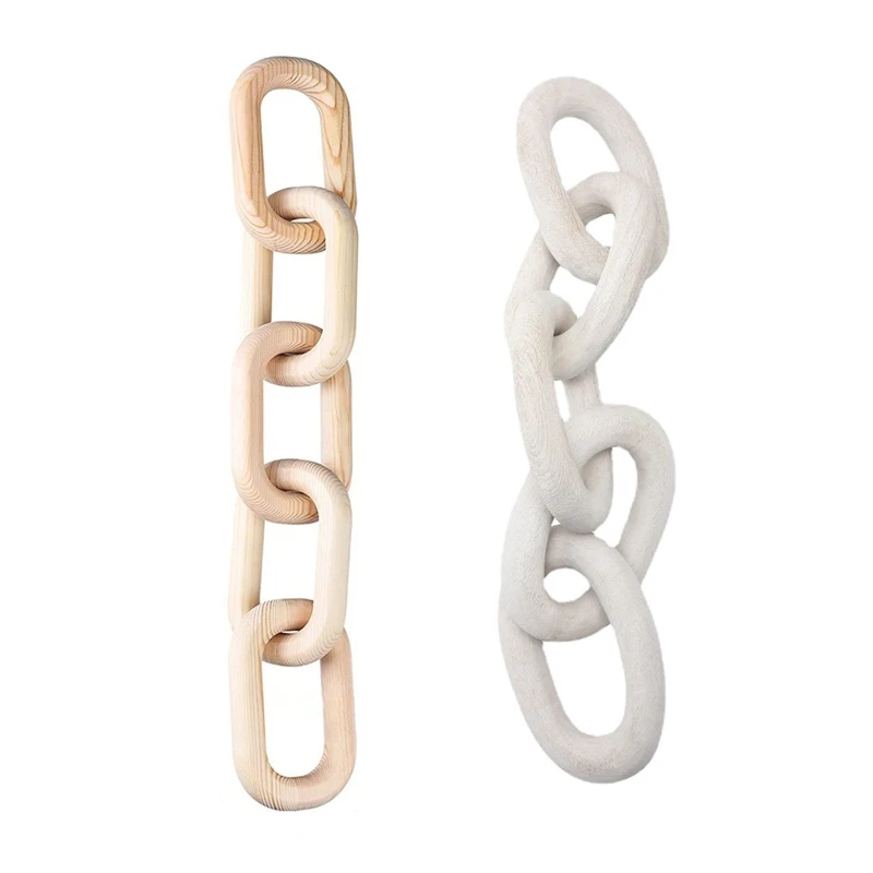 

F3KA Living Room Decor Rustic Wood Chain Link Shelf Decor Home Decorations for Farmhouse Coffee Table Decor 22" Long