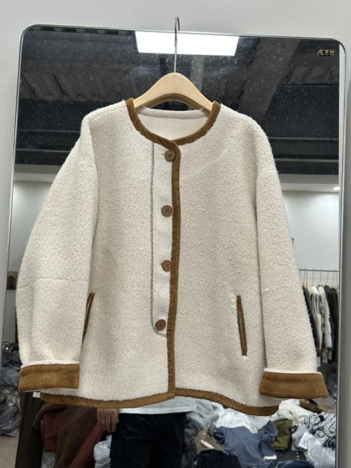 Южная Корея 007 свободная однобортная сумка с круглым вырезом контрастного цвета