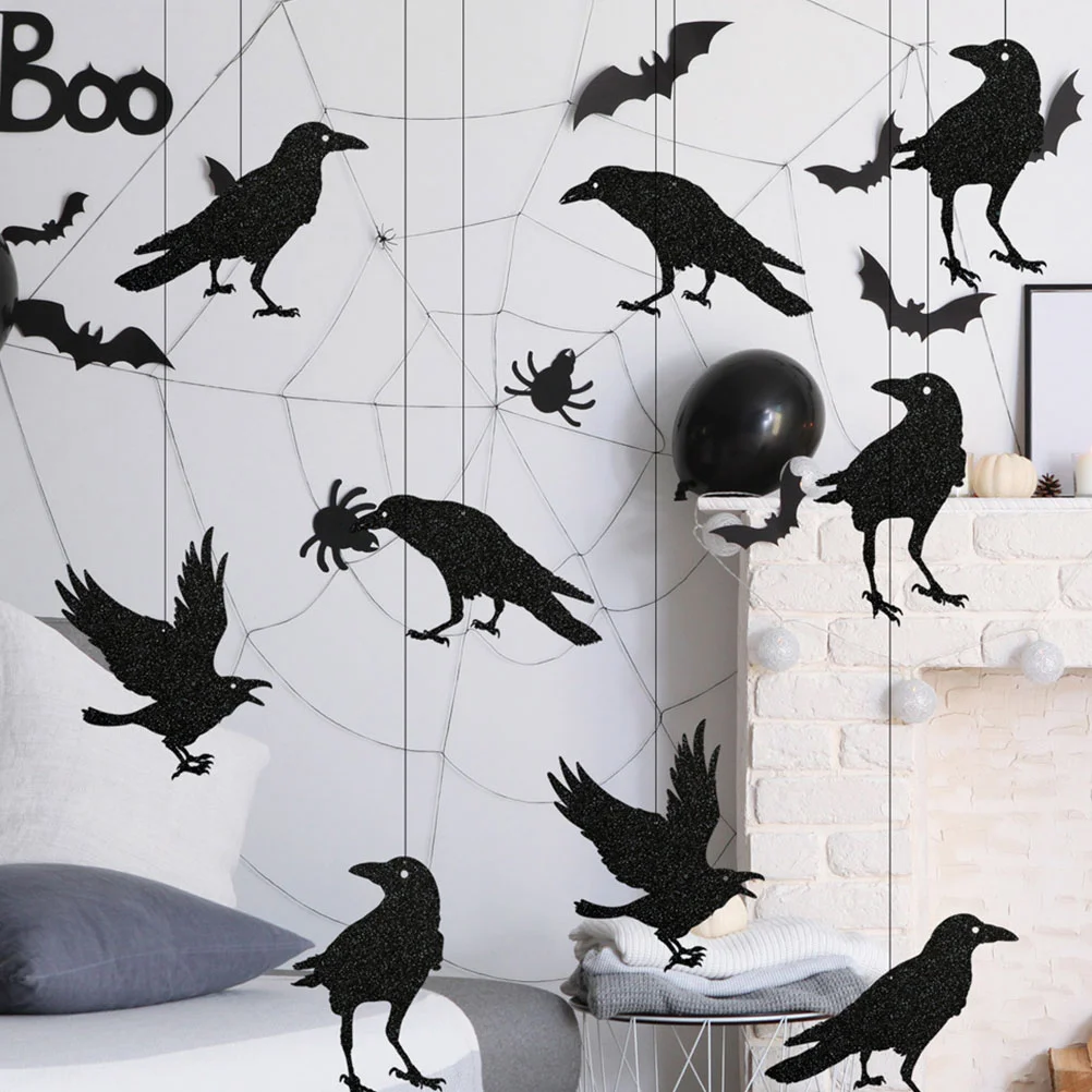 

32 Pcs Crow Label Decoration Tags Labels Halloween The Gift Hanging Paper Ornament Spider Horror
