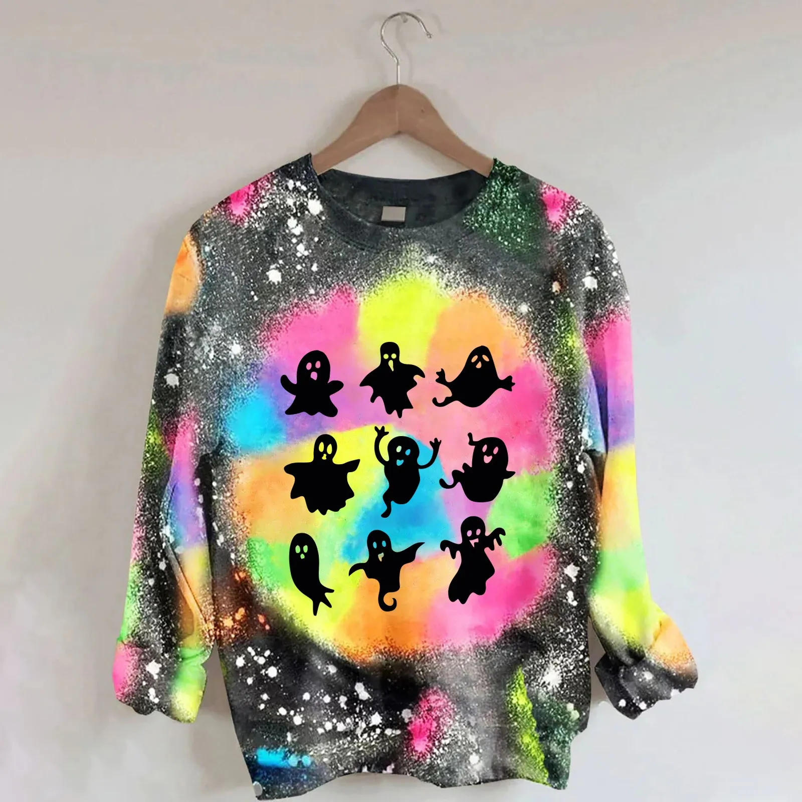 

Women's Tops Halloween Fashion Tie Dye Printed Sweatshirts Women's Casual Sweatshirts Tops Shirt Pullover Hooded Sweatshirt