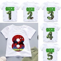 super hero marvel t shirt spiderman boys designer clothes fashion summer printing birthday numbers 2 3 4 6 4 5 6 7 8 9 new tees