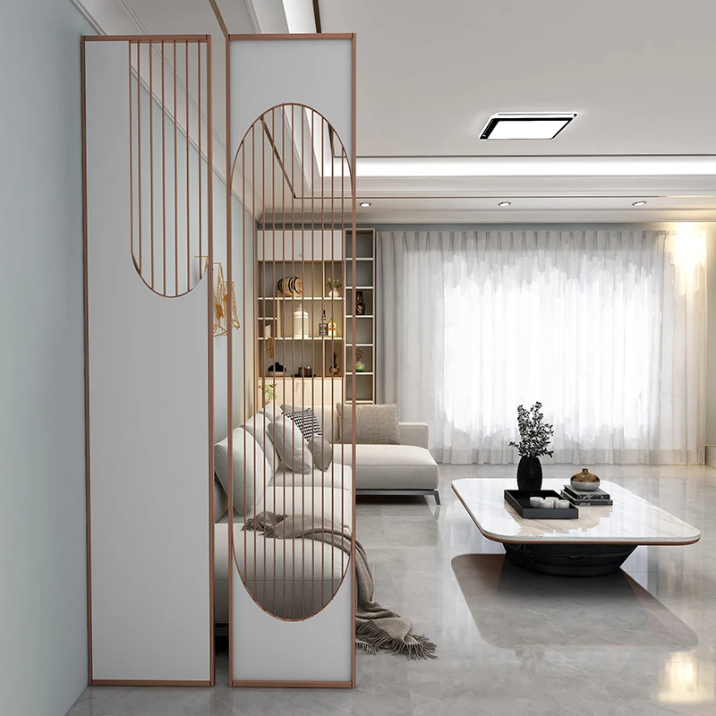 

Luxury stainless steel screen partition modern simple living room shade luxury creative Nordic porch decoration