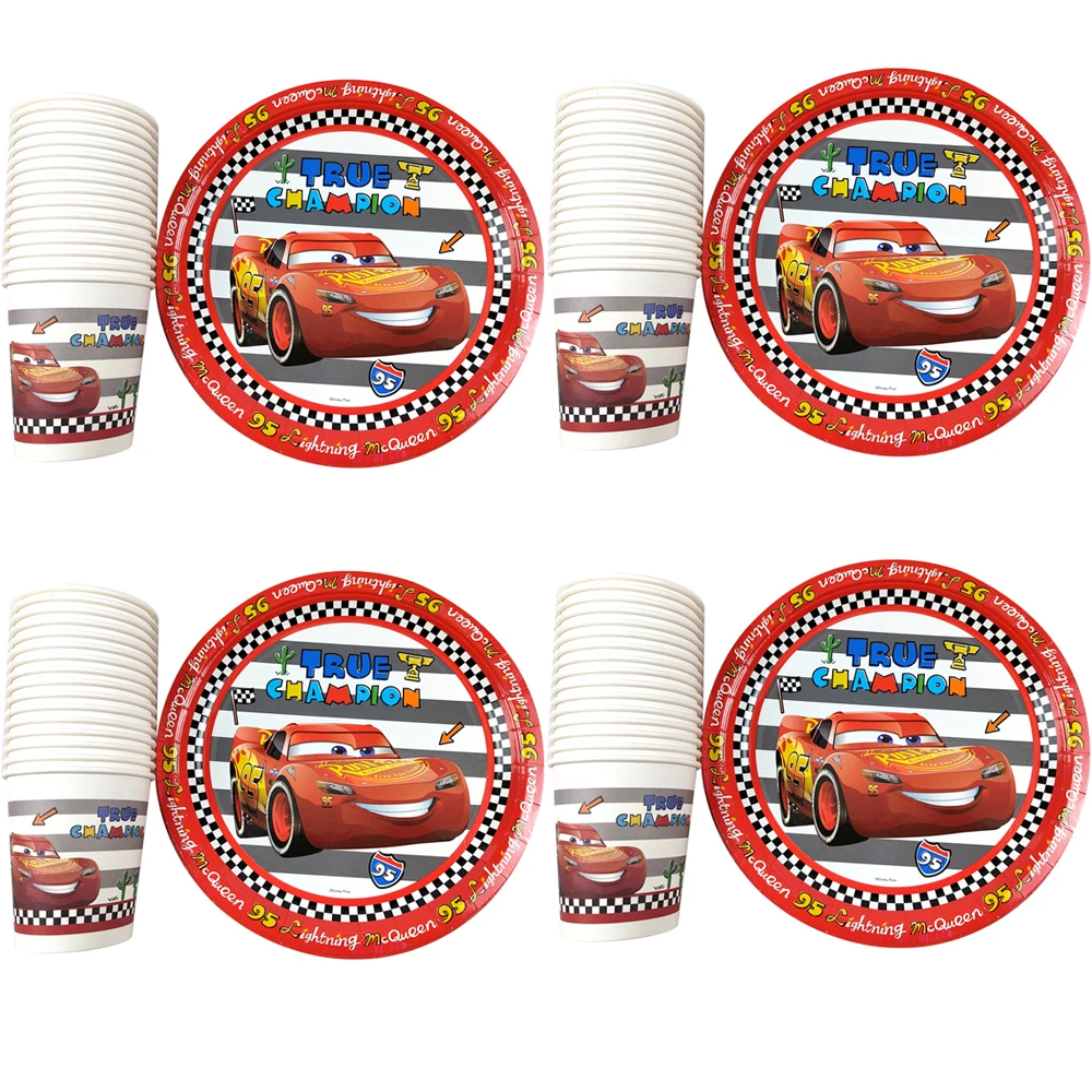 

40pcs/lot Cars Lightning McQueen Theme Tableware Set Happy Birthday Party Paper Plates Cups Dishes Decoration Events Supplies