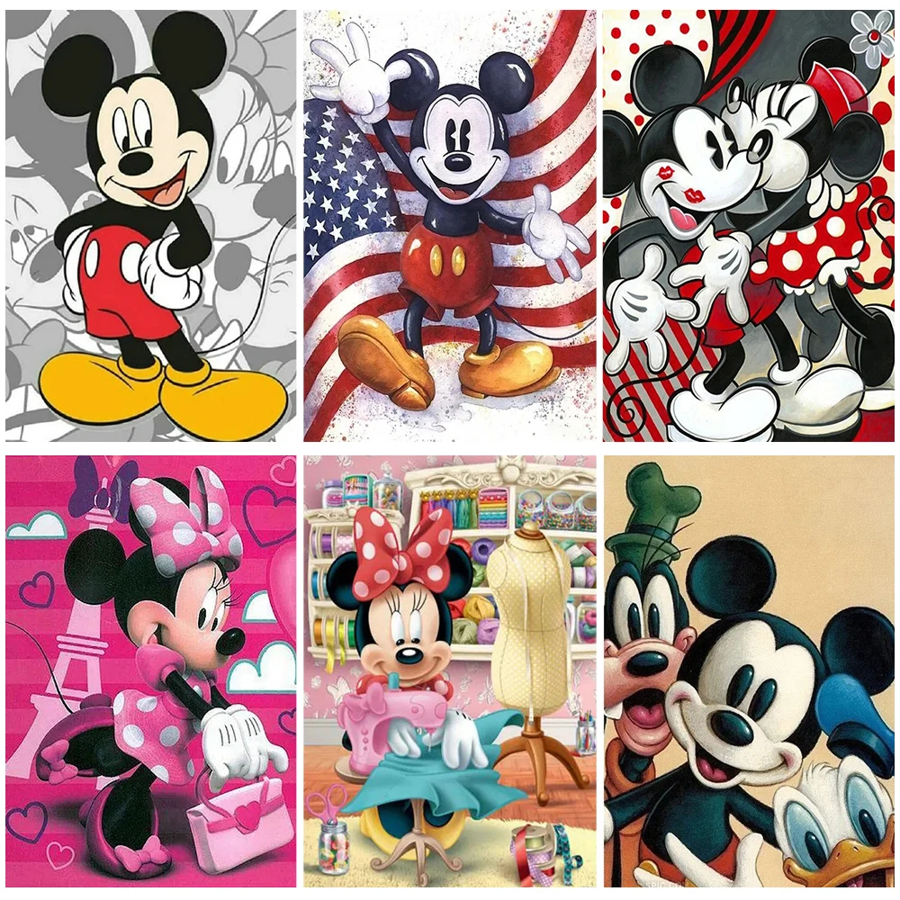 

Алмазная живопись Disney 5D, вышивка крестиком, мультяшный Минни Микки Маус, полная выкладка, мозаика, картины для украшения дома