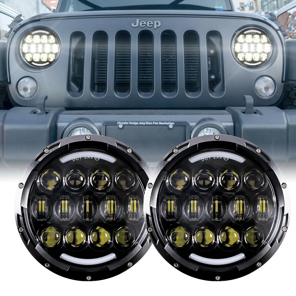 

Pair Car Led 7inch Led Headlight For Lada Niva 4X4 Uaz Hunter For Land Rover Defender for Nissan Patrol Y60 For Mazda Miata MX5