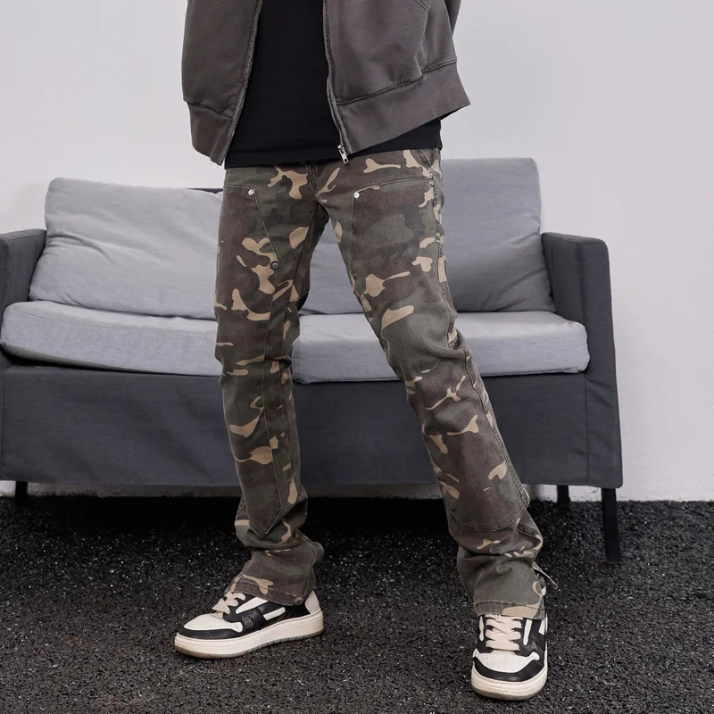Mens Hip Hop Streetwear Denim Pants Fashion Camouflage Pants 2023 Harajuku Cotton Zipper Joggers Slim Fit Jeans Trousers Pants