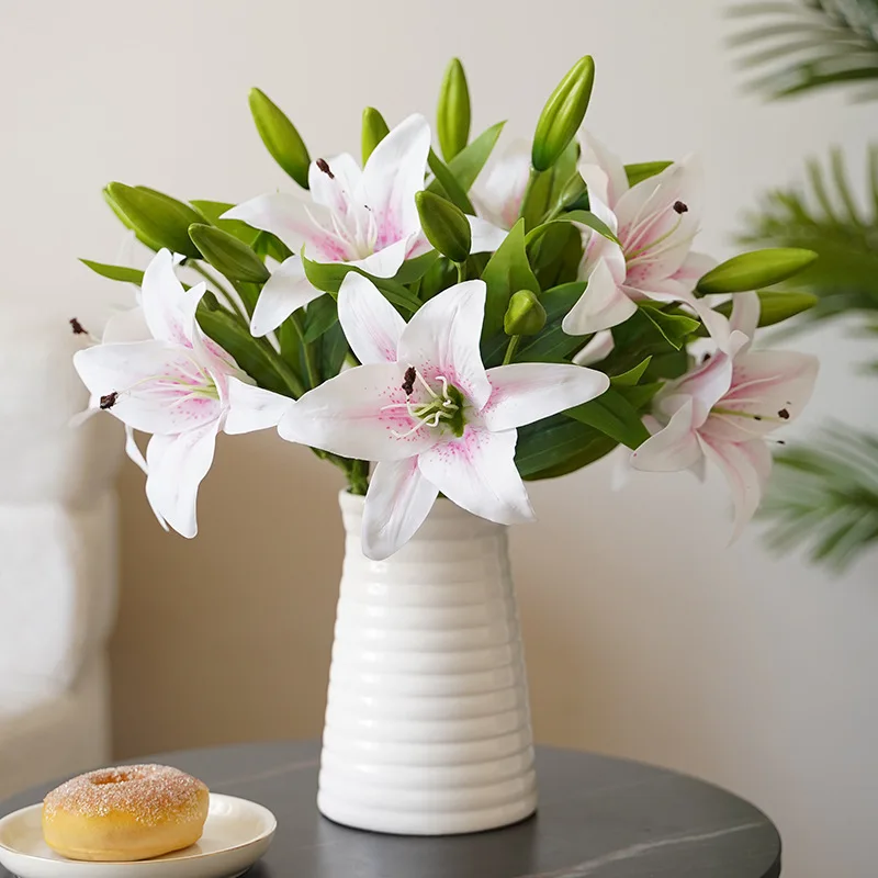 

10pcsEaster 2023 Artificial Flowers Silk Lily Bouquet Party Wedding Supplies Living Room Table Fake Plants Home Decoration