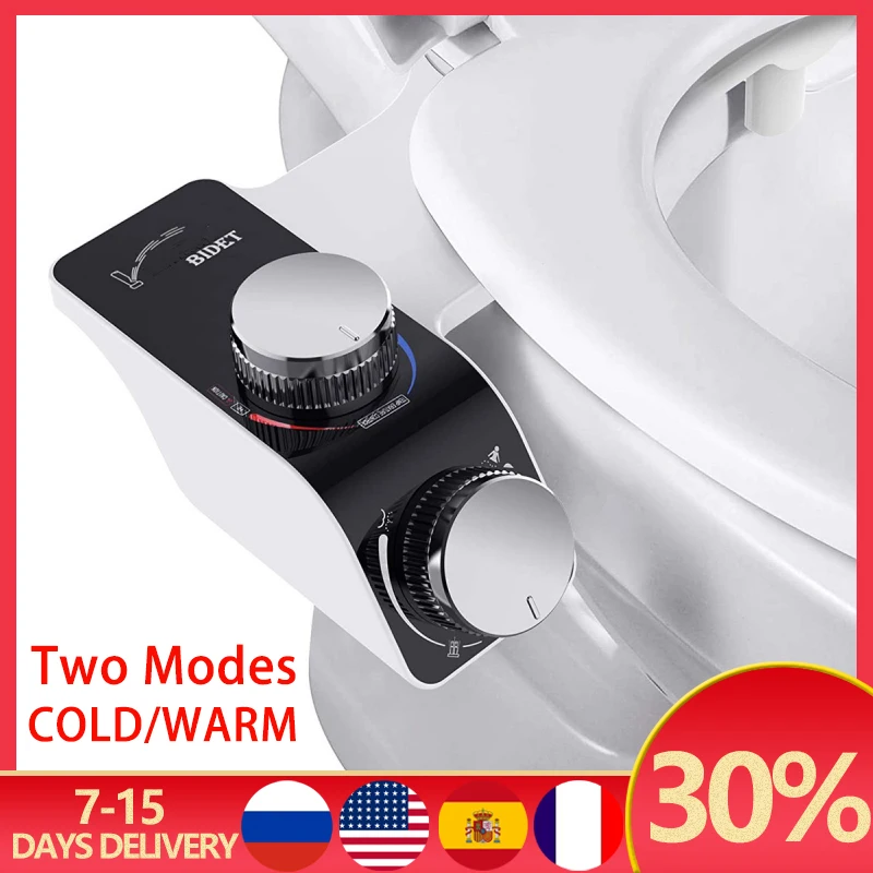 

Bidet Toilet Seat Attachment Non-Electric Self-Cleaning Dual Nozzles Wash Hot Cold Mixer Water Lady Bathroom Accessories Sprayer