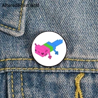 polysexual pride axolotl pin custom funny brooches shirt lapel bag cute badge cartoon enamel pins for lover girl friends