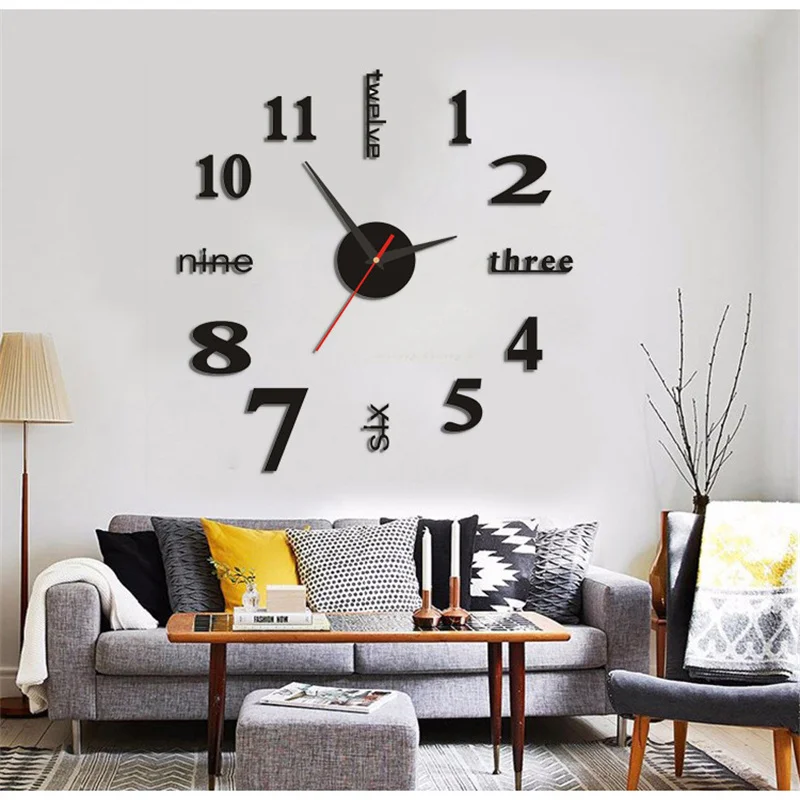 

3D Wall Clock Luminous Frameless Acrylic Mirror DIY Digital Clock Wall Stickers Silent Clock For Living Room Office Wall Decor