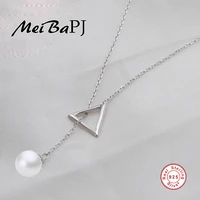 meibapjsterling silver jewelry top quality genuine freshwater 8mmbig round pearl jewelry necklace pendant for women 45cm chain