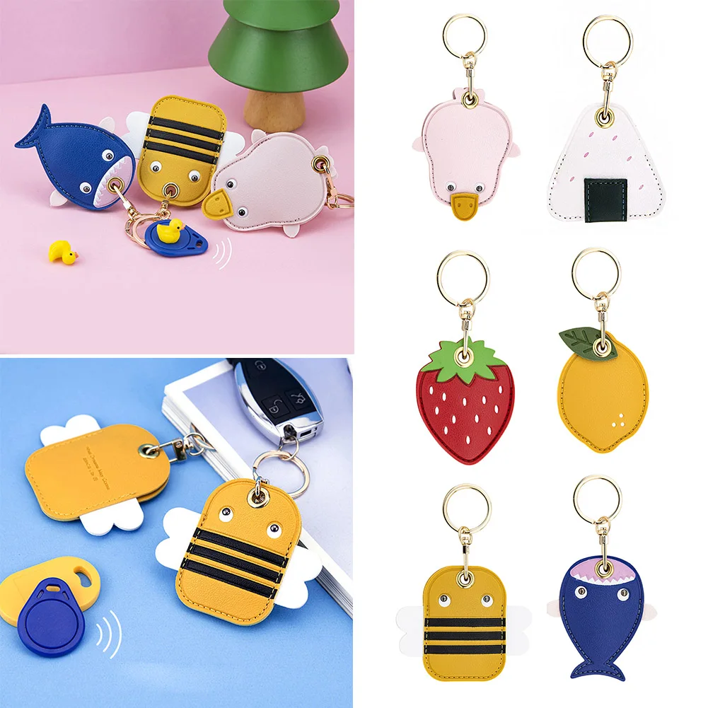 

Useful Leather Key Ring Personality Access Control Card Cover Case Key Chain Access Card Bag Pendant Cartoon Keychains Keyfob