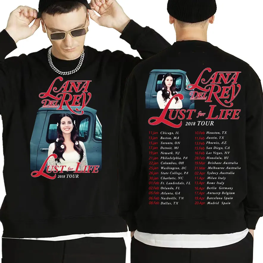 

Singer Lana Del Rey Sweatshirt Male Streetwear Vintage Pullover Unisex Tops Lust for Life Tour Music Album Men Women Sweatshirts