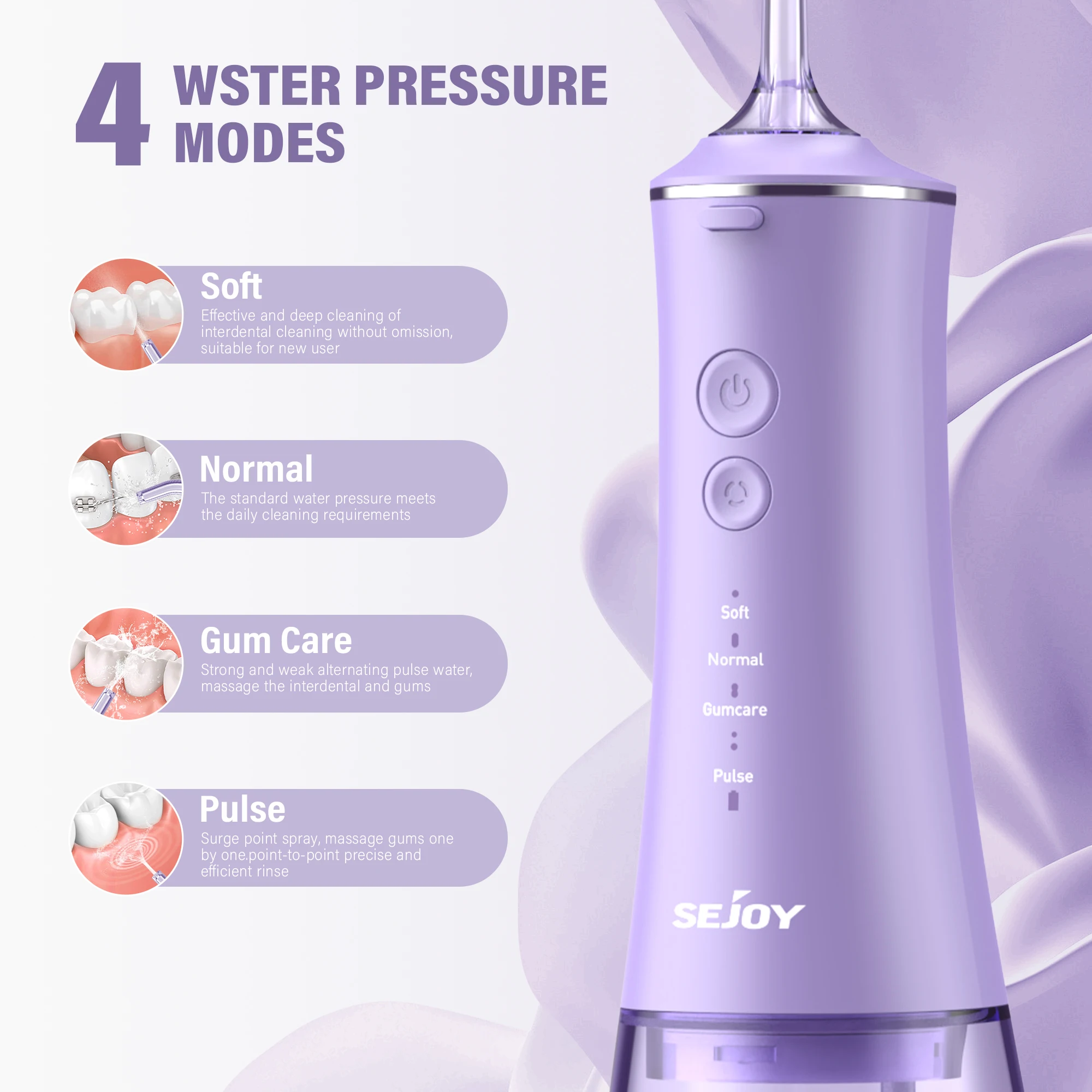 Портативный зубной Флоссер Sejoy 280 мл 6 насадок 4 режима