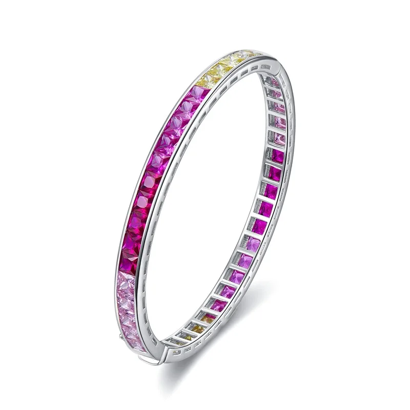

Jewelry Fashion New Product S925 Silver Borderless Inlaid Color Diamond Bracelet Rainbow Candy Color Full Diamond Bracelet