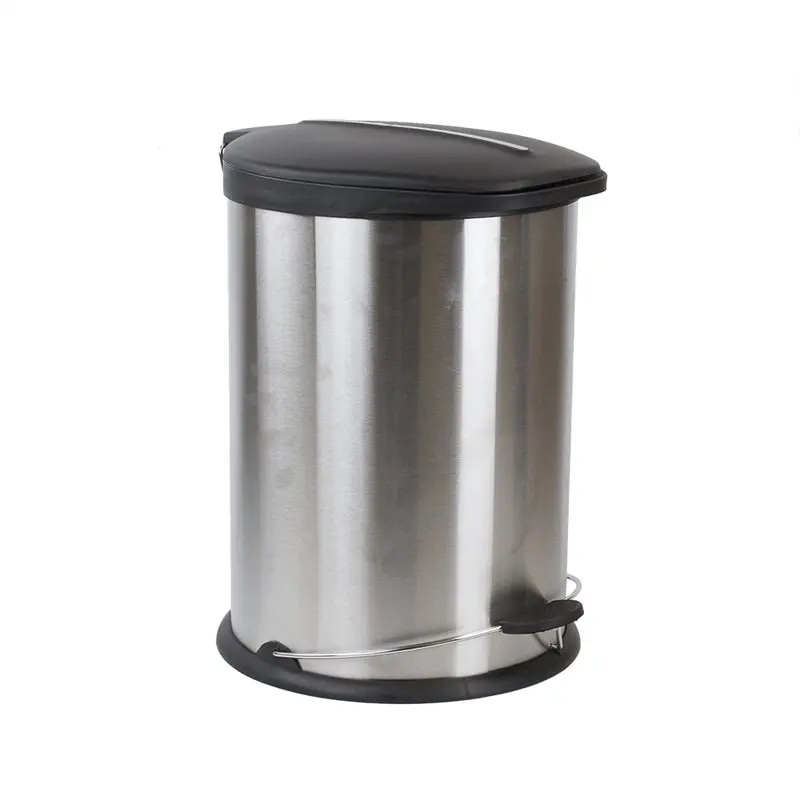 

Liter Brushed Stainless Steel with Plastic Top Waste Bin, Silver