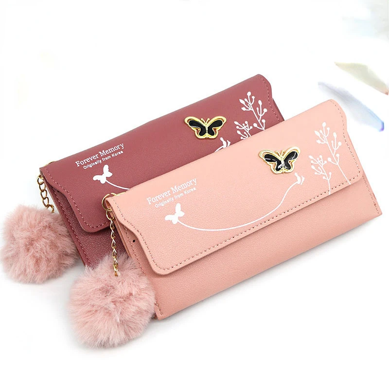 

Модный женский кошелек с бабочкой, Женский кошелек с ручкой на запястье, чехол для телефона, длинный секционный чехол, сумочка, держатели дл...