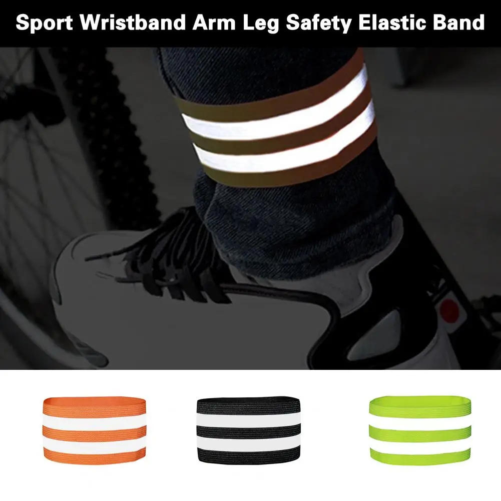 

Cycling Wristbands Reflective Strips Extra Wide Stretchable Hand Leg Strap Riding Safety High Elastic Night Running Safety Armba