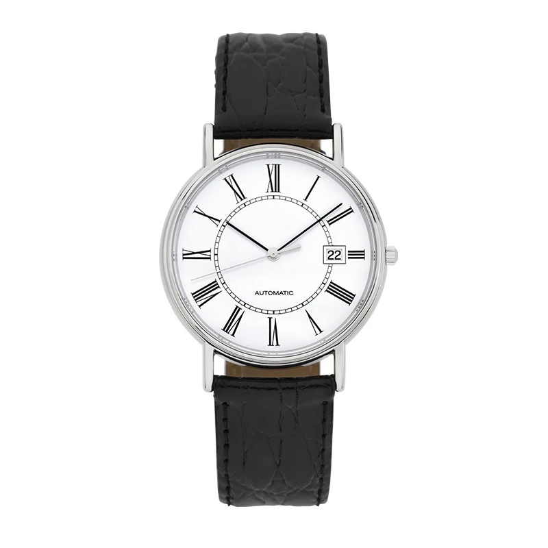 

Rose Beauty mens mechanical watch Elegant Gentleman automatic Black Leather