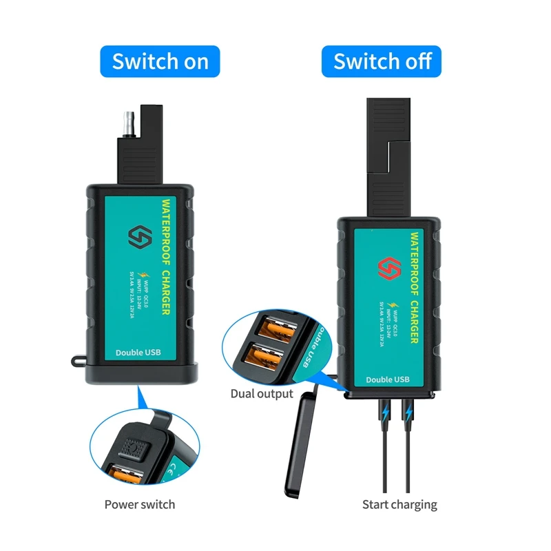 12-24 В мотоциклетное двойное зарядное устройство USB 3 4/2 5 А SAE к с переключателем