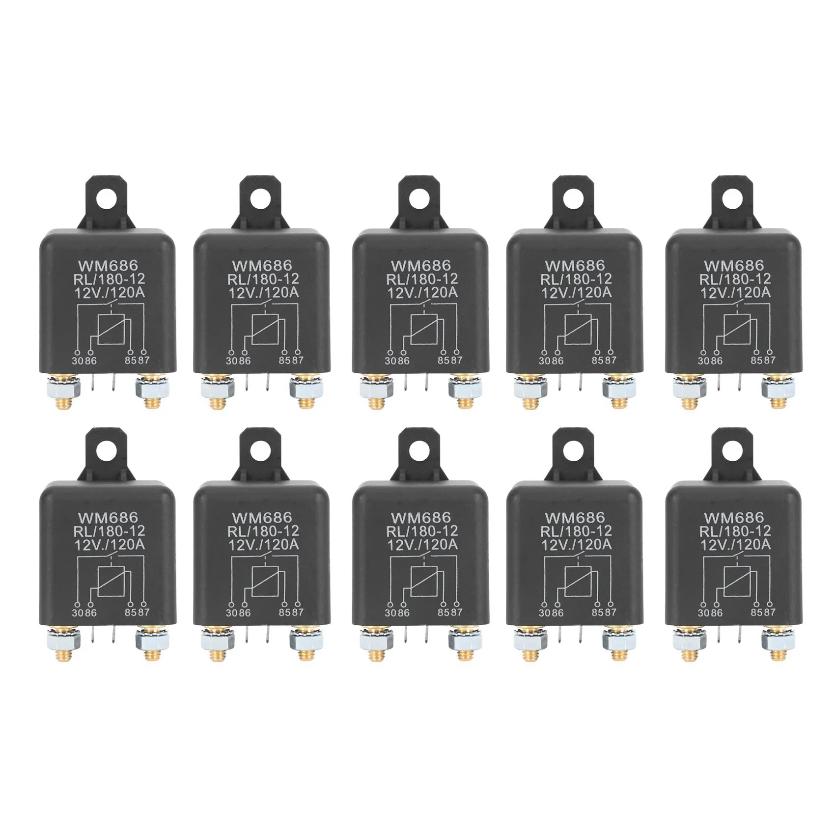 

10Pcs WM686 4 Terminal DC 12V 120A Car Universal Charge Relay Switch Power Black