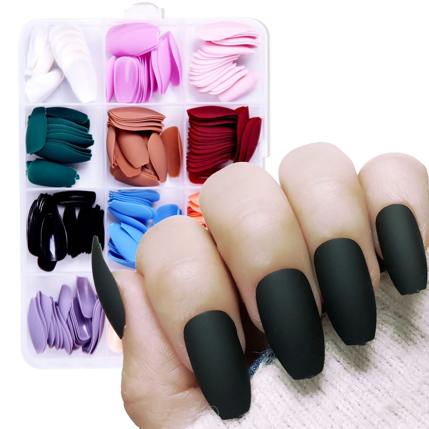 

288 шт./коробка, накладные ногти с эффектом миндаля